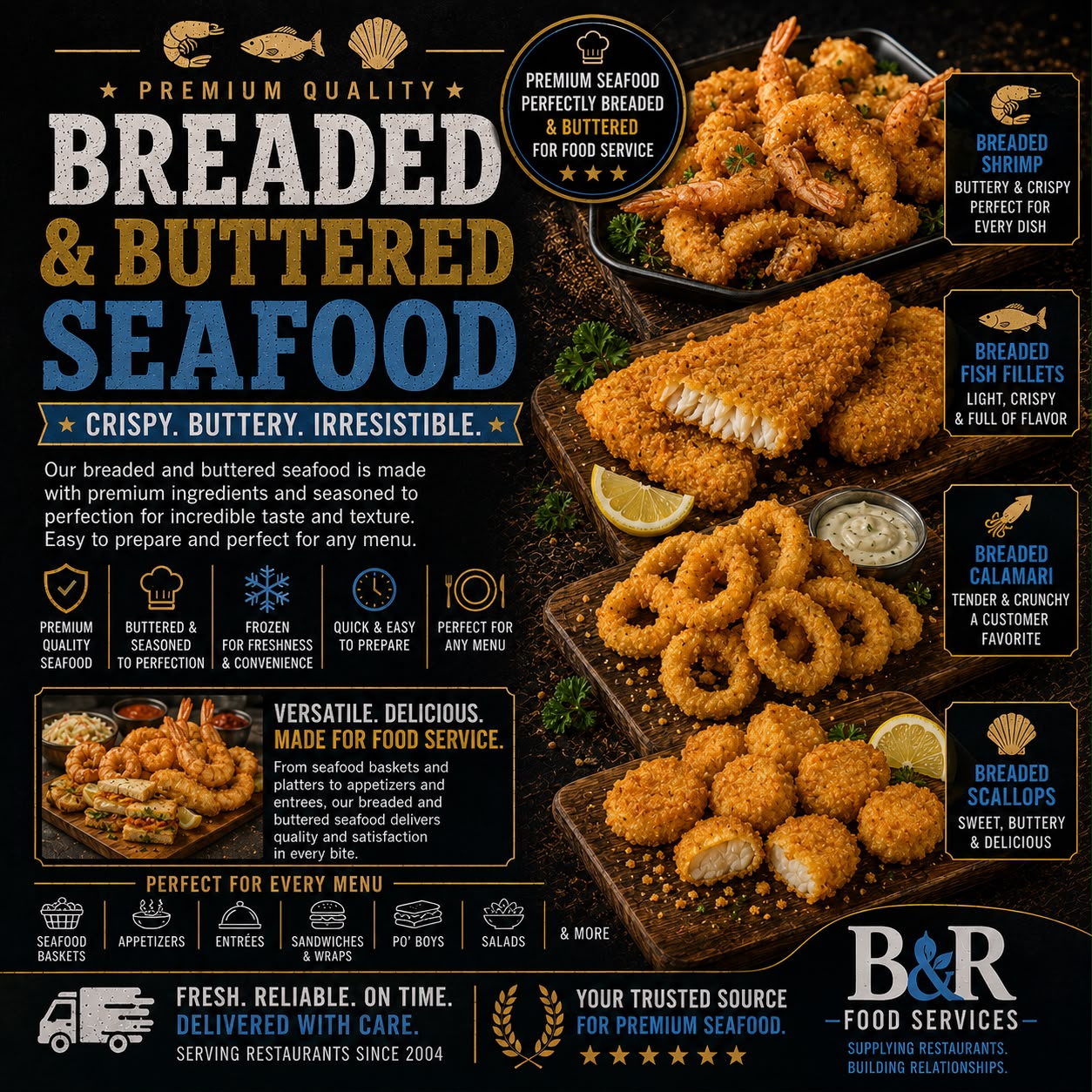 Breaded and Buttered Seafood